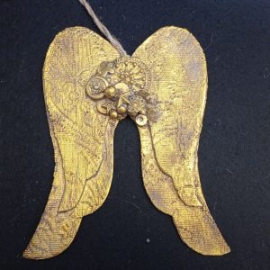 Alas de ángel tallada abalorios ángel oro viejo