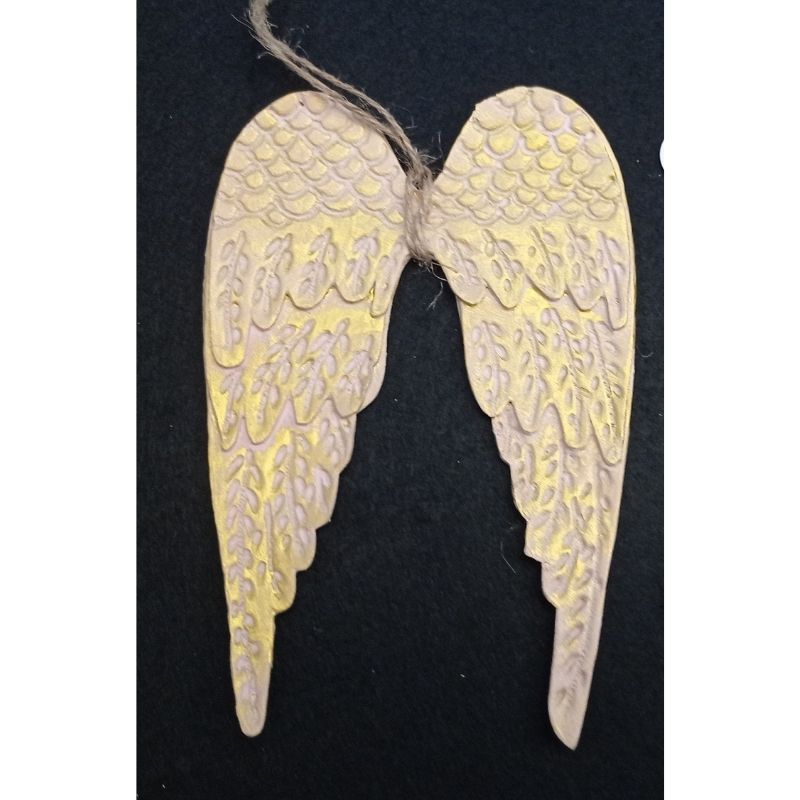 Alas de ángel tallada con patina Powder Pink
