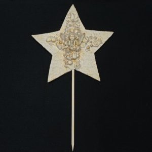 Punta de árbol estrella plana beis y dorado con Ángel