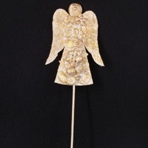 Punta de árbol Ángel beis y dorado con granada