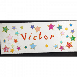 Cuadro nombre personalizado 20x50 con estrellas de colores