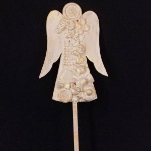 Punta de árbol Ángel beis y dorado con cadena