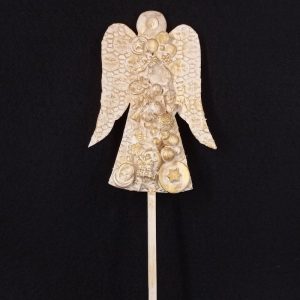 Punta de árbol Ángel beis dorado con lazada