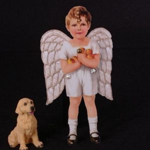 Angelito papel niño con naranjas