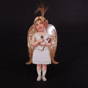 Angelito papel niña con plumas sharon