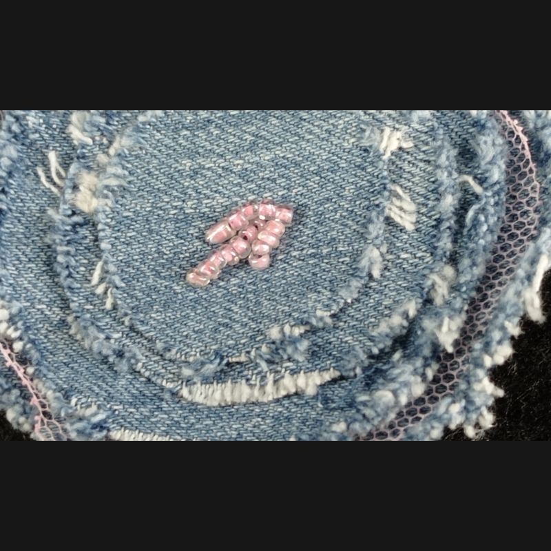 Flor tela niña pelo con pinzas vaquera - Imagen 2