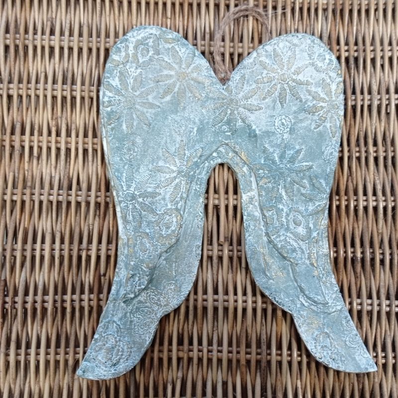 Alas de ángel relieve flores verde antiguo - Imagen 2