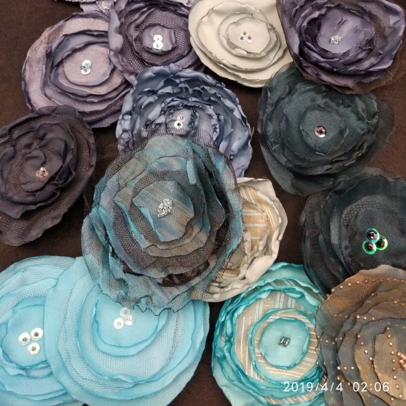 Flor tela turquesa fina - Imagen 2