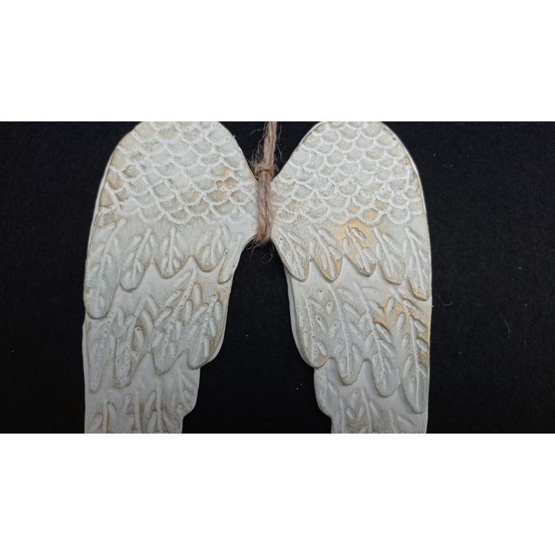 Alas de ángel tallada beis a la tiza con dorado - Imagen 2