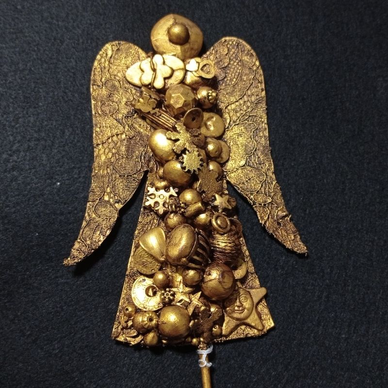 Punta de árbol Ángel oro viejo con sol - Imagen 2