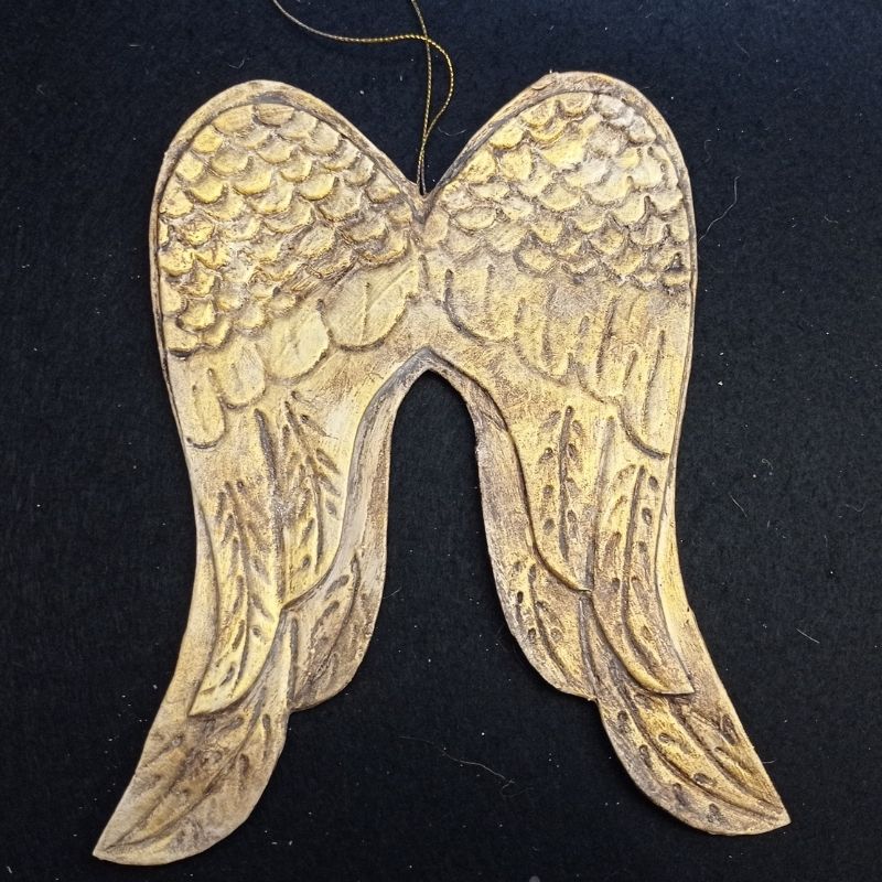 Alas de ángel tallada oro viejo - Imagen 2