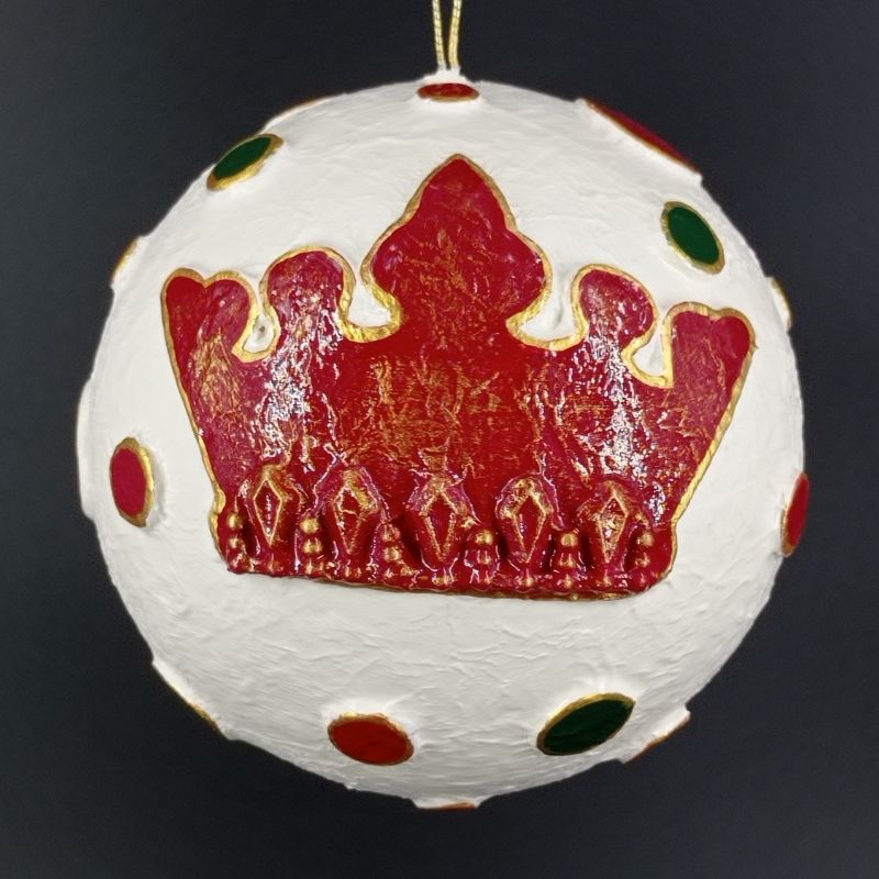 Bola 12cm Reyes Magos corona con circulos - Imagen 3
