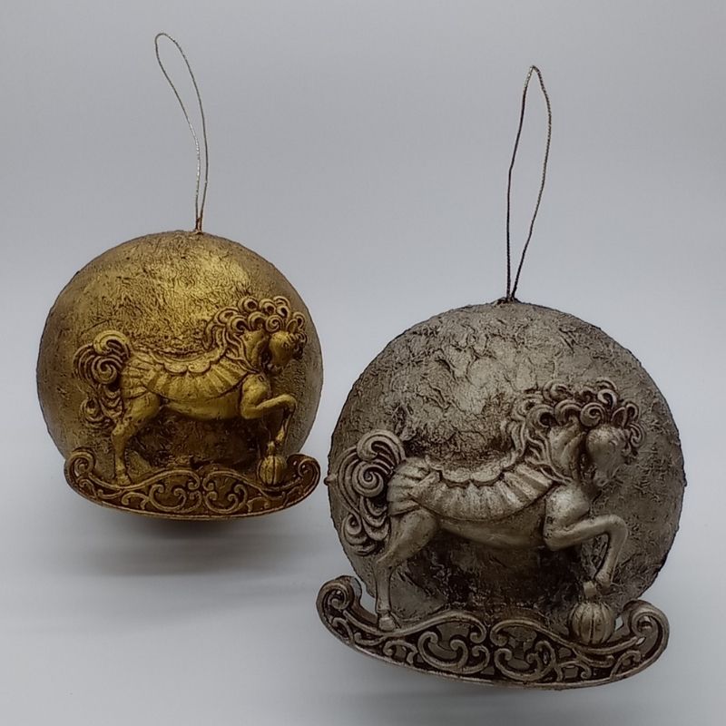 Bola 15cm Caballitos balancín plateado - Imagen 3