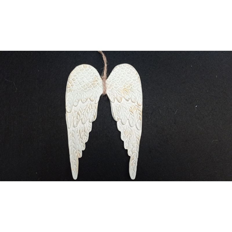 Alas de ángel tallada beis a la tiza con dorado - Imagen 3