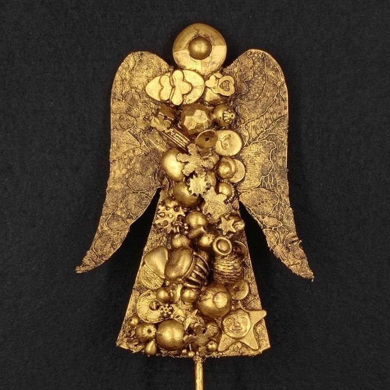 Punta de árbol Ángel oro viejo con sol - Imagen 3