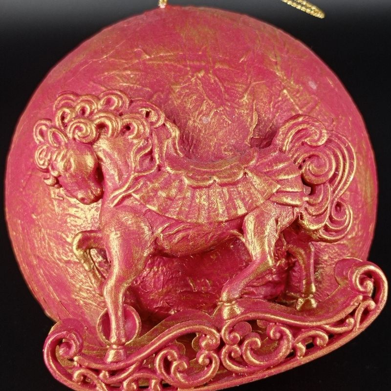 Bola 15cm Caballitos balancín dorado - Imagen 4