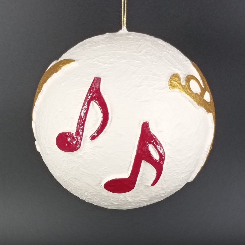 Bola 12cm Angeles trompeteros con notas musicales - Imagen 2