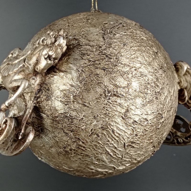 Bola 15cm Caballitos balancín plateado - Imagen 5