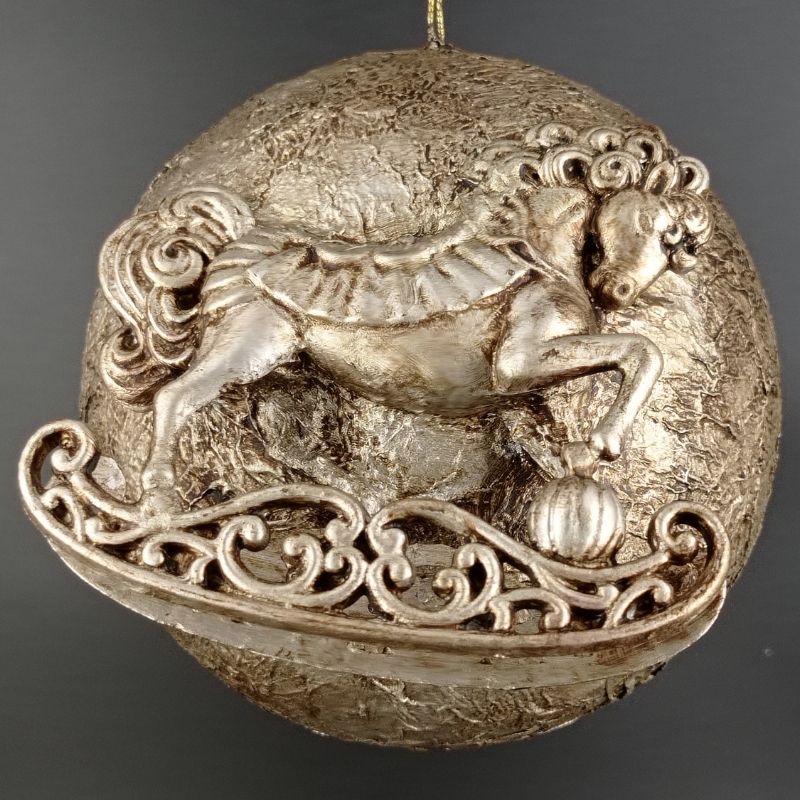 Bola 15cm Caballitos balancín plateado - Imagen 6