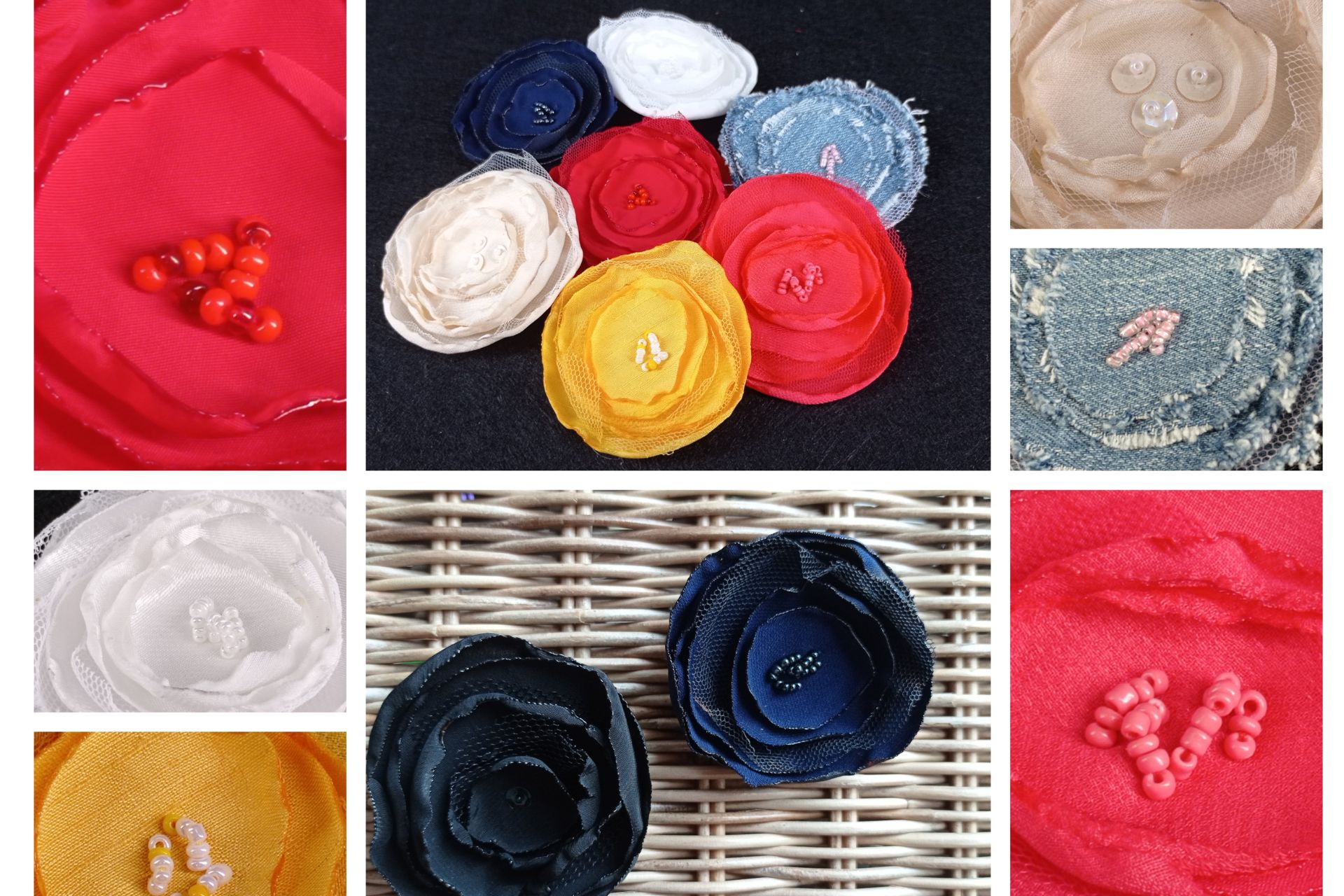 Flor tela niña pelo con pinzas vaquera - Imagen 5