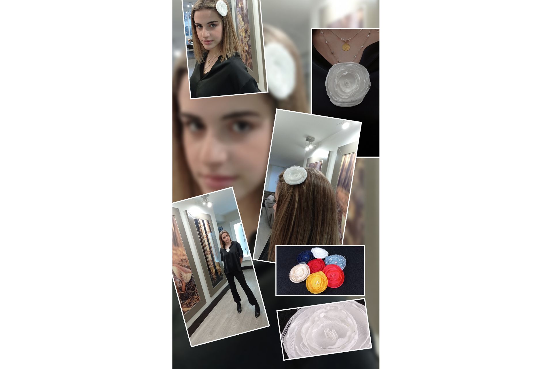 Flor tela niña pelo con pinzas vaquera - Imagen 4