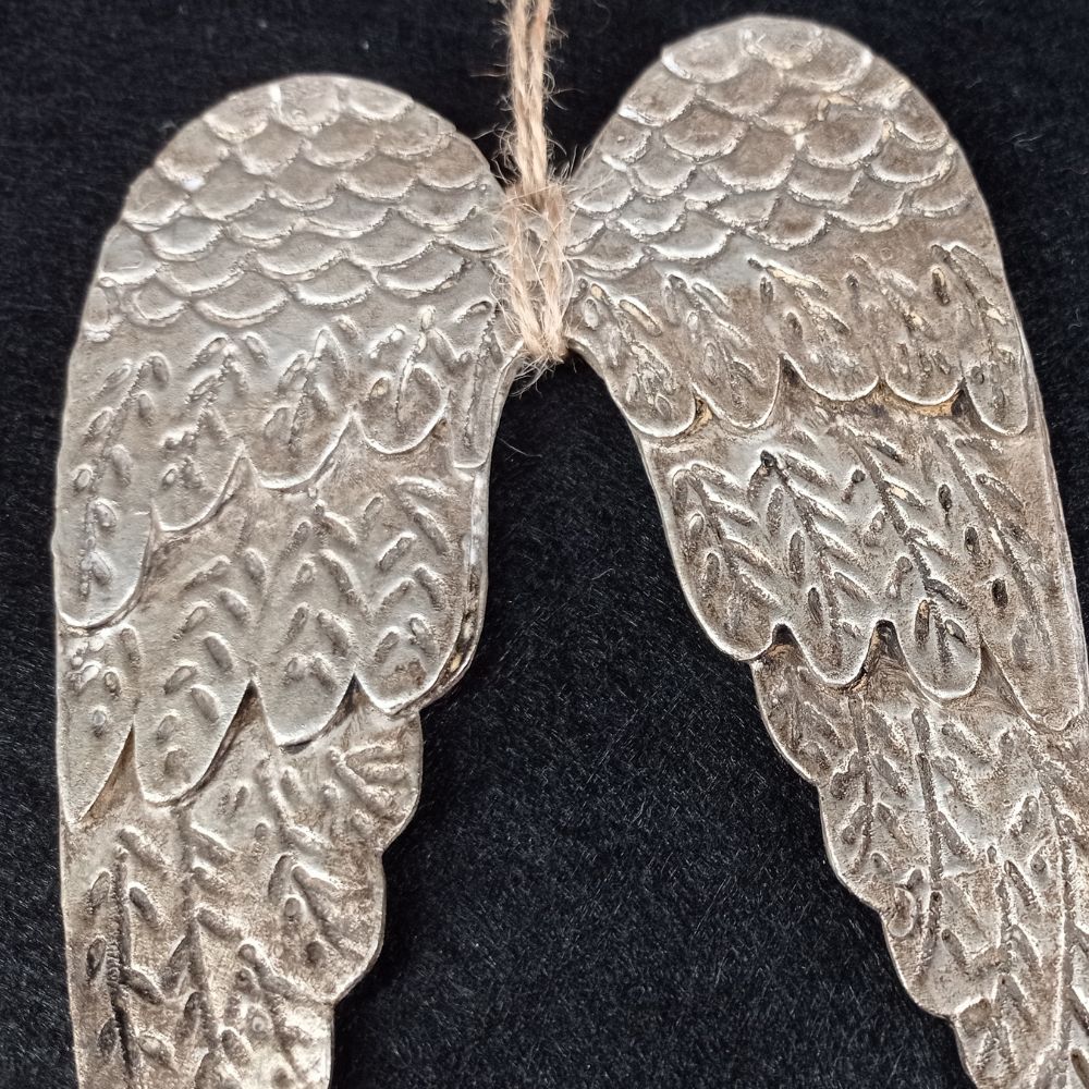 Alas de ángel tallada plata envejecida - Imagen 6