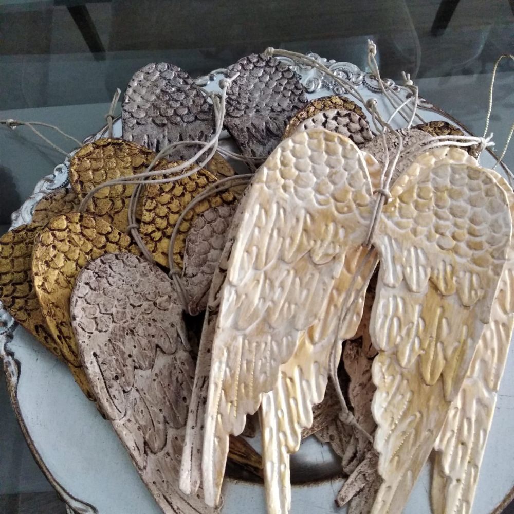 Alas de ángel talla plata envejecida - Imagen 3