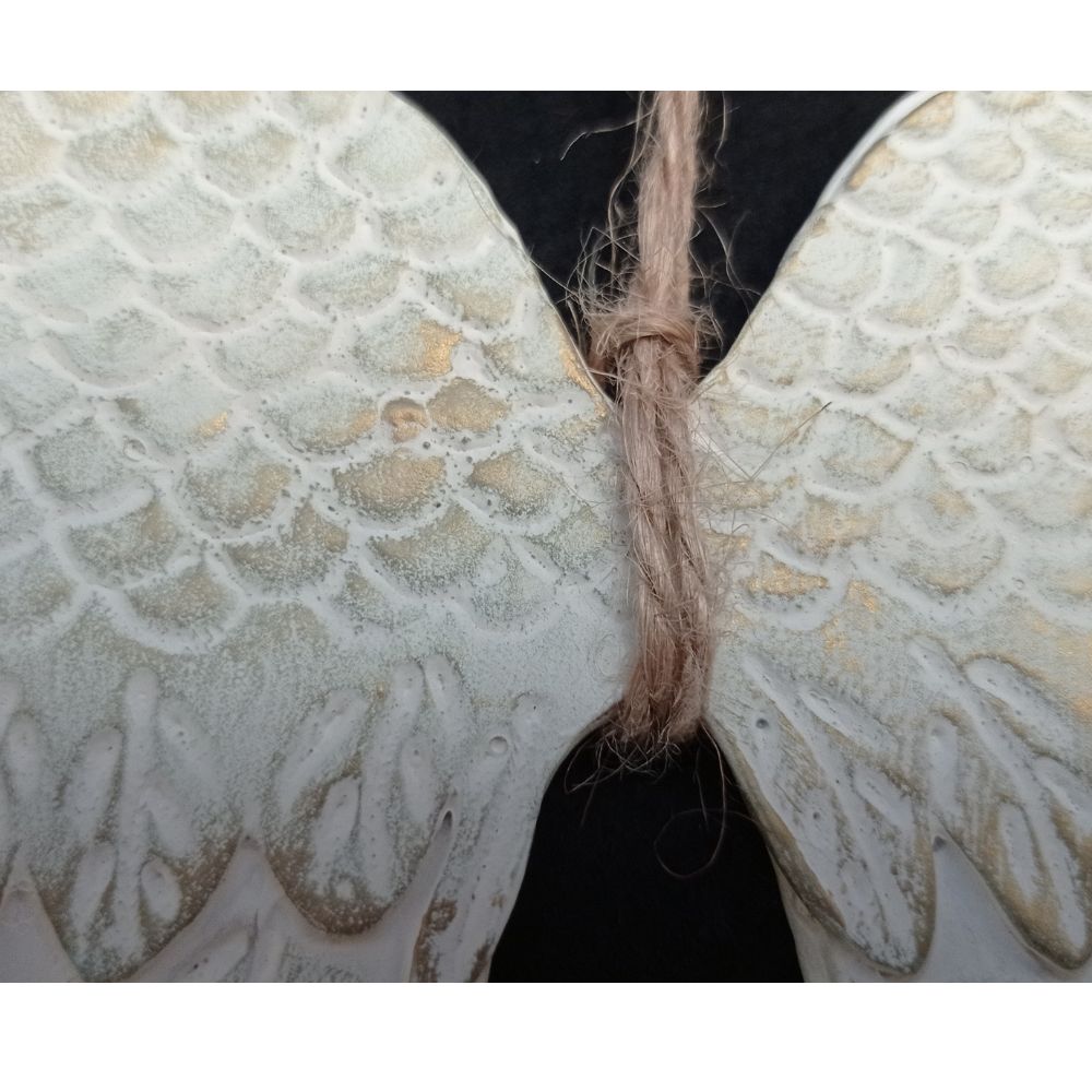 Alas de ángel tallada beis a la tiza con dorado - Imagen 8