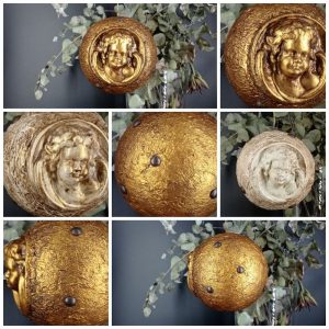 Bola 12cm Ángel rosetón dorada