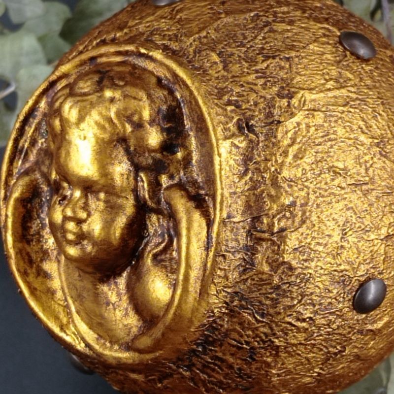 Bola 12cm Ángel rosetón dorada - Imagen 3