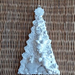 Arbol colgante abalorio blanco brillo