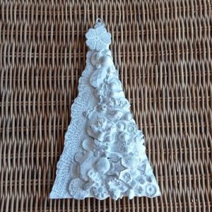 Arbol colgante abalorio blanco patina