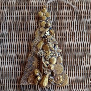 Arbol colgante abalorio oro sol