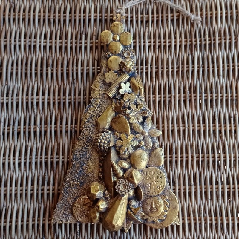 Arbol colgante abalorio oro sol