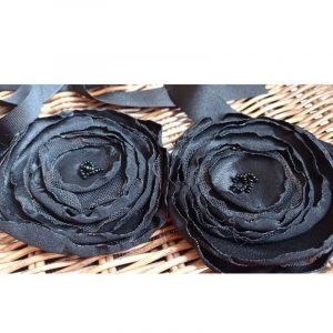 Cinturón dos flores de tela negro