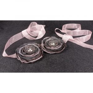 Cinturón dos flores de tela rosa marron