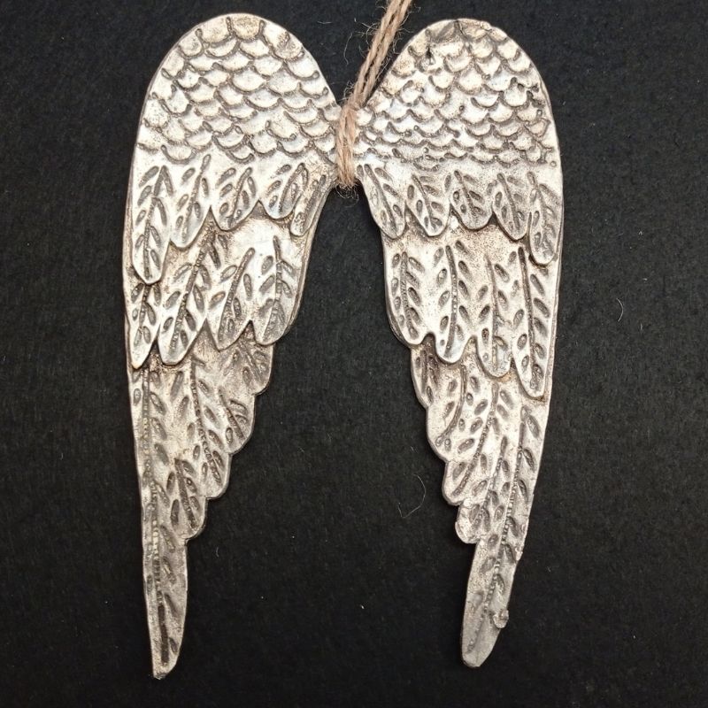 Alas de ángel tallada plata envejecida