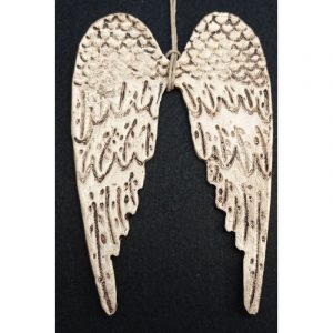 Alas de ángel tallada beis envejecida