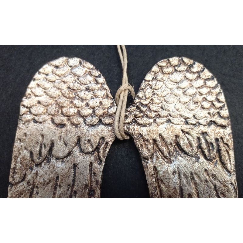Alas de ángel talla plata envejecida - Imagen 2