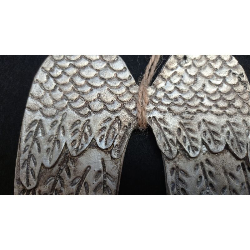 Alas de ángel tallada plata envejecida - Imagen 2