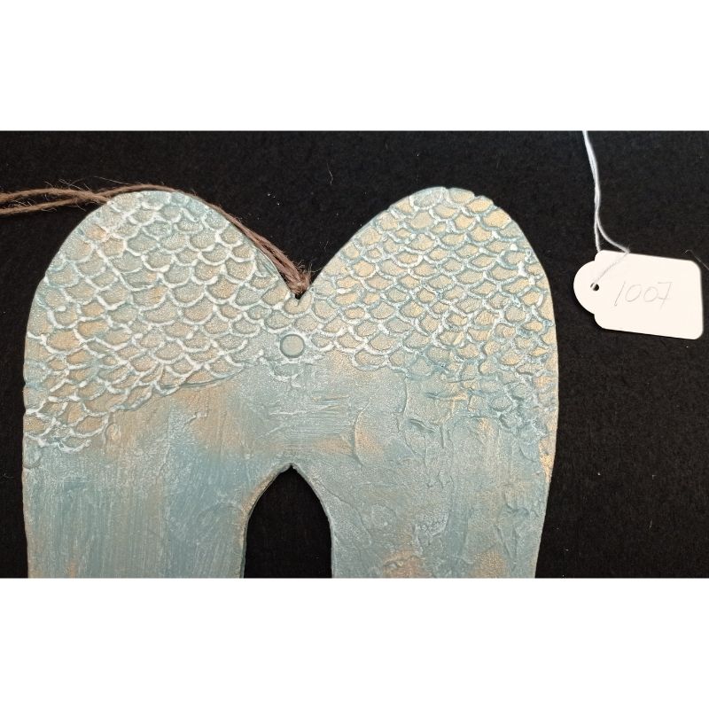 Alas de ángel tallada celeste antiguo - Imagen 3