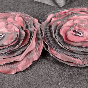 Cinturón dos flores de tela burdeos